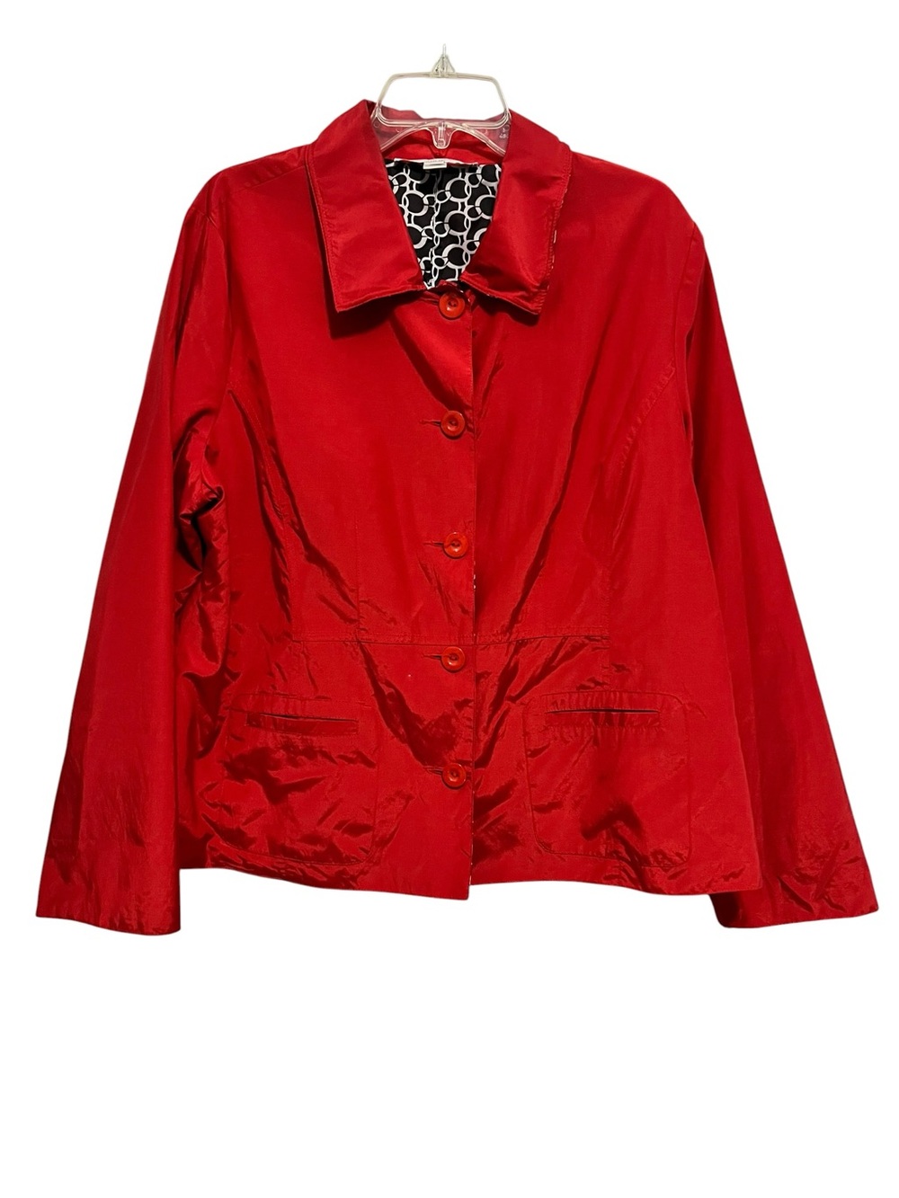 erin london Red and Black Patterned Lined Jacket size XL EUC
